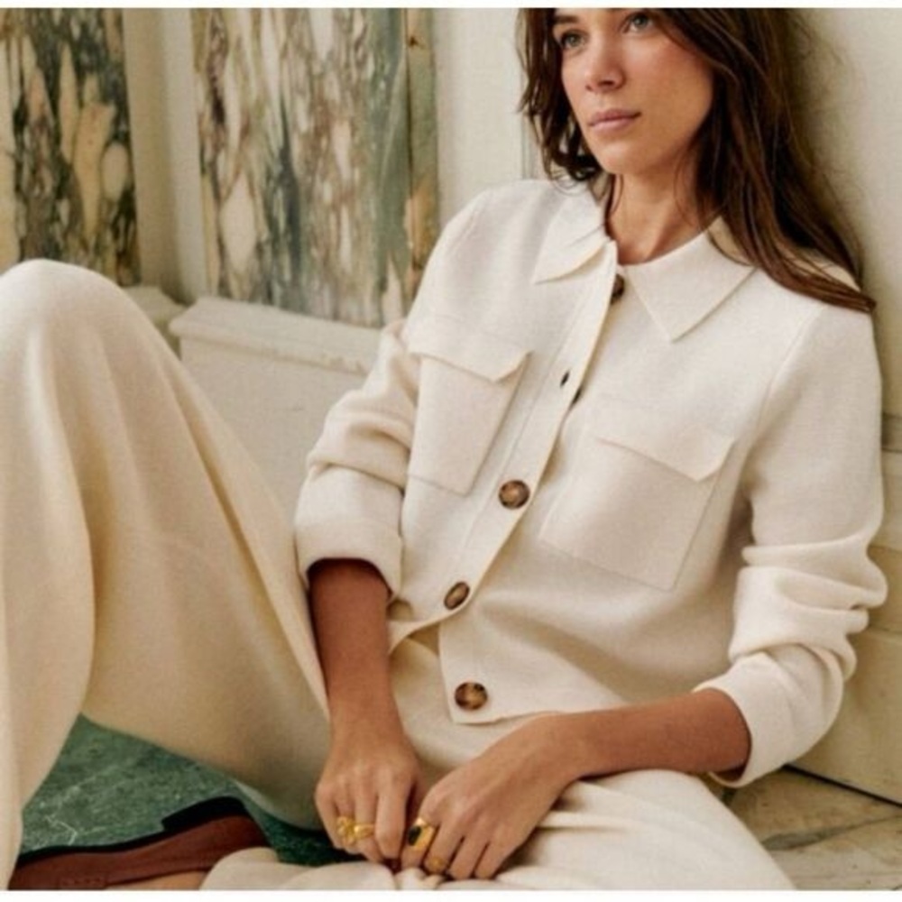 Sézane Betty cardigan in Ecru